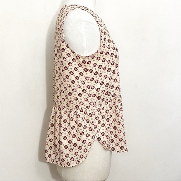 LOFT Outlet peplum waist half button front sleeveless high low lightweight top S - Picture 4 of 7